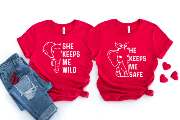 Love Couple T-shirt Elephant SVG EPS PNG: Graphics for Print Templates