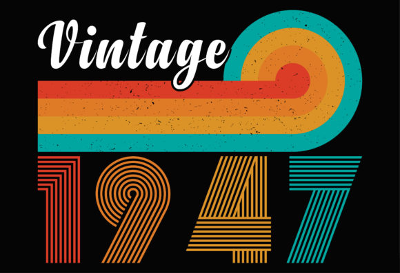 Retro Vintage 1947 T-Shirt Design: Graphics & Print Templates