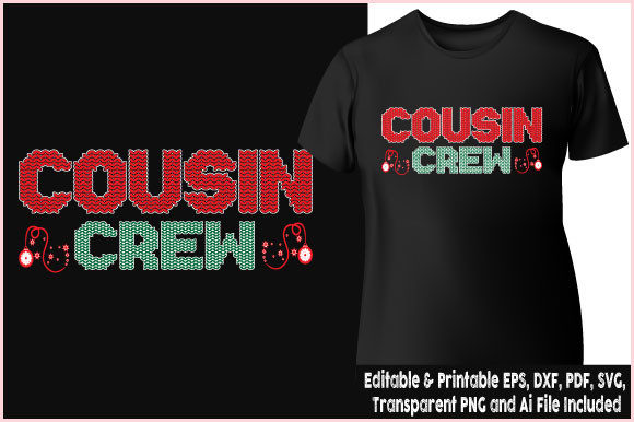T-shirt Design Cousin Crew Vector Graphics